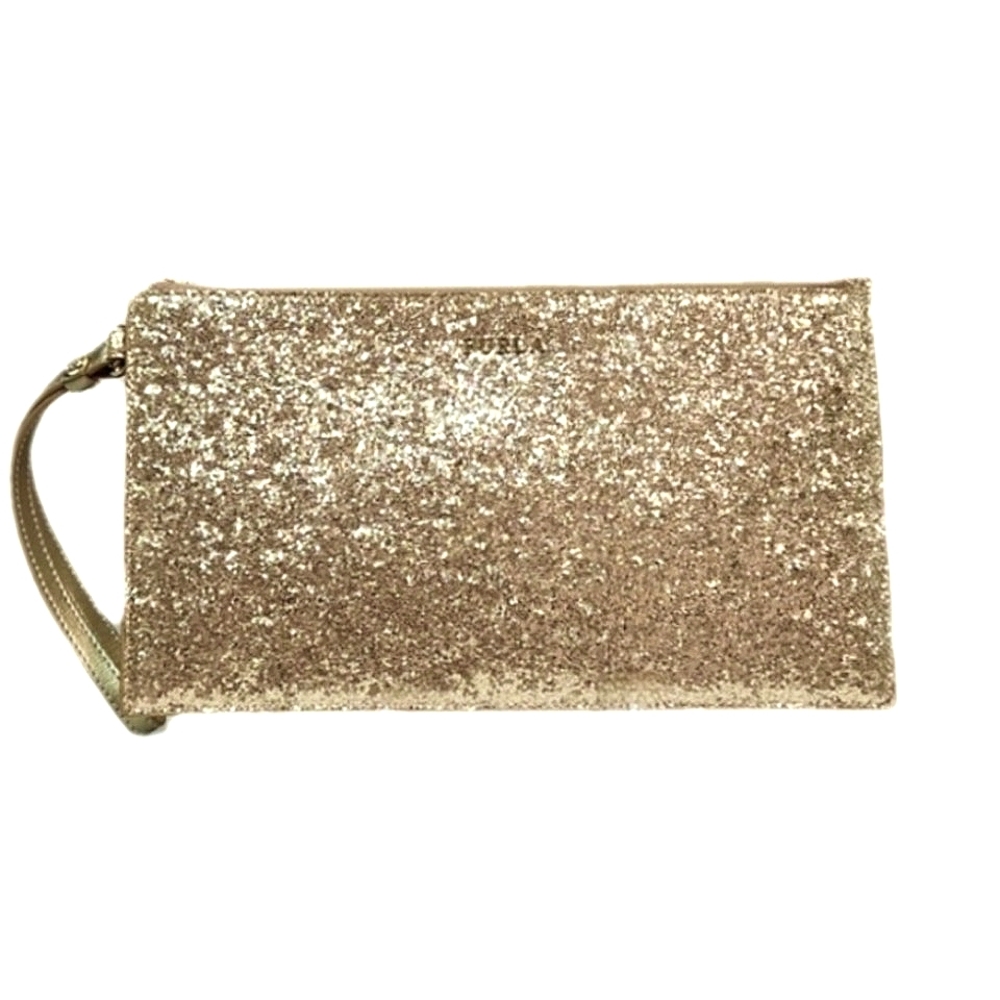 Furla Babylon XL Gold Glitter Clutch ~ Like New! - Picture 2 of 11